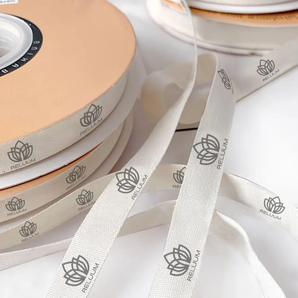 Customized Luxury 3D Relief Embossed Printed Soft Grosgrain Ribbon WIth Logo