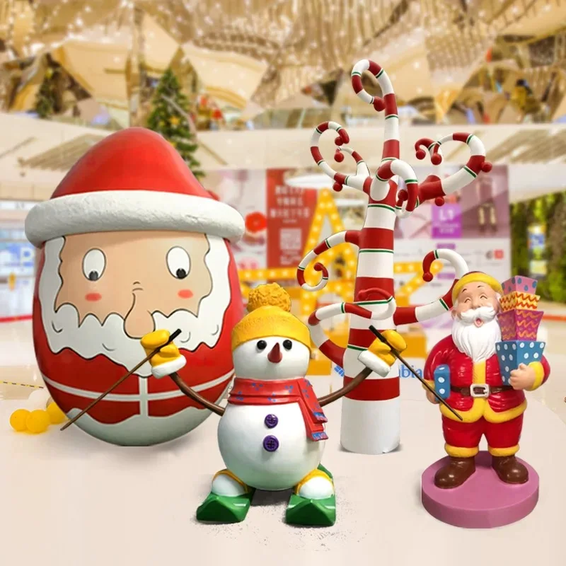 Ornament life size Folk Art customized outdoor Santa Decoration Christmas gifts fiberglass sculpture