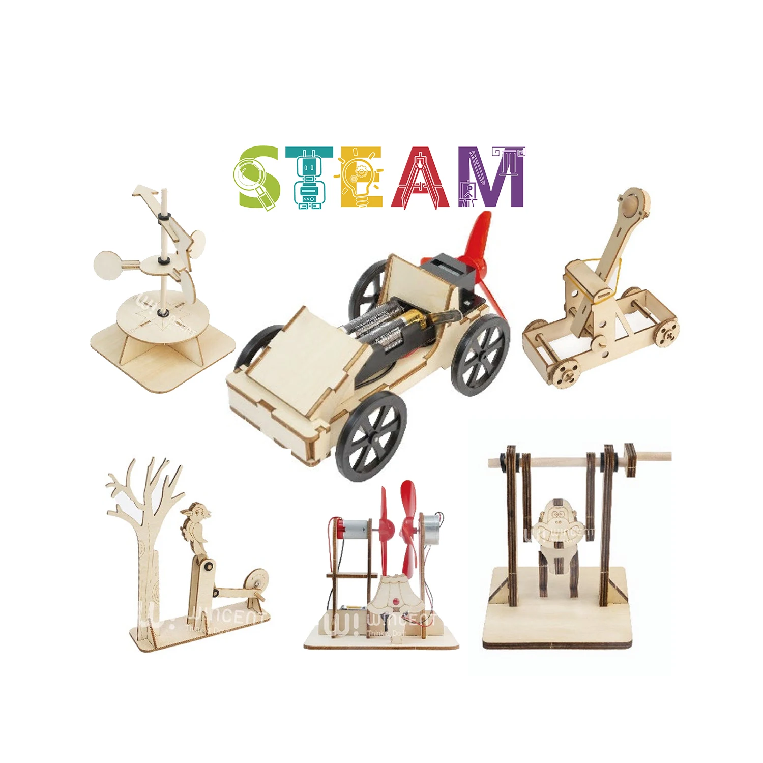 Wind Reaction Thrust DIY Racing Car Kids stem educational toys kids science experiment kits