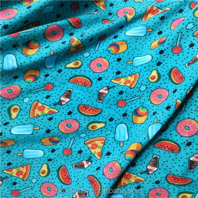180gsm Cotton Elastane Printed Fabric 95% Cotton Spandex OEM Print Fruit Cotton Fabric Custom Watermelon Summer Printed Fabric