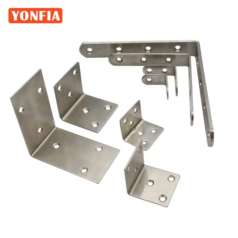 YONFIA 9004 Round Triangle Stainless Steel Furniture Corner Connector Wall Mount Shelf Bracket Joint Brace Heavy Bracket Support