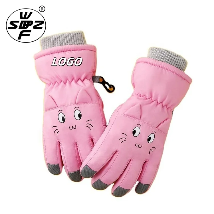 Cute cartoon child waterproof snow outdoor bike riding bicycle ski kids gloves