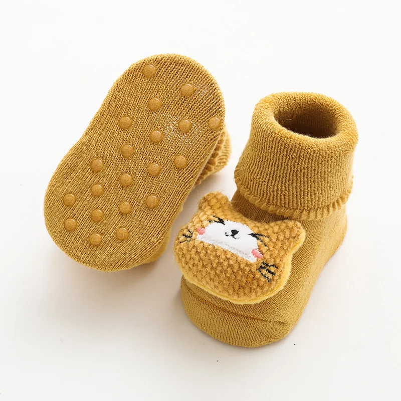 Winter Terry Solid Cartoon Kids Shoes Socks Animals Knit Baby Socks 3d Toddler Soft Baby Floor Anti Slip Socks For Children