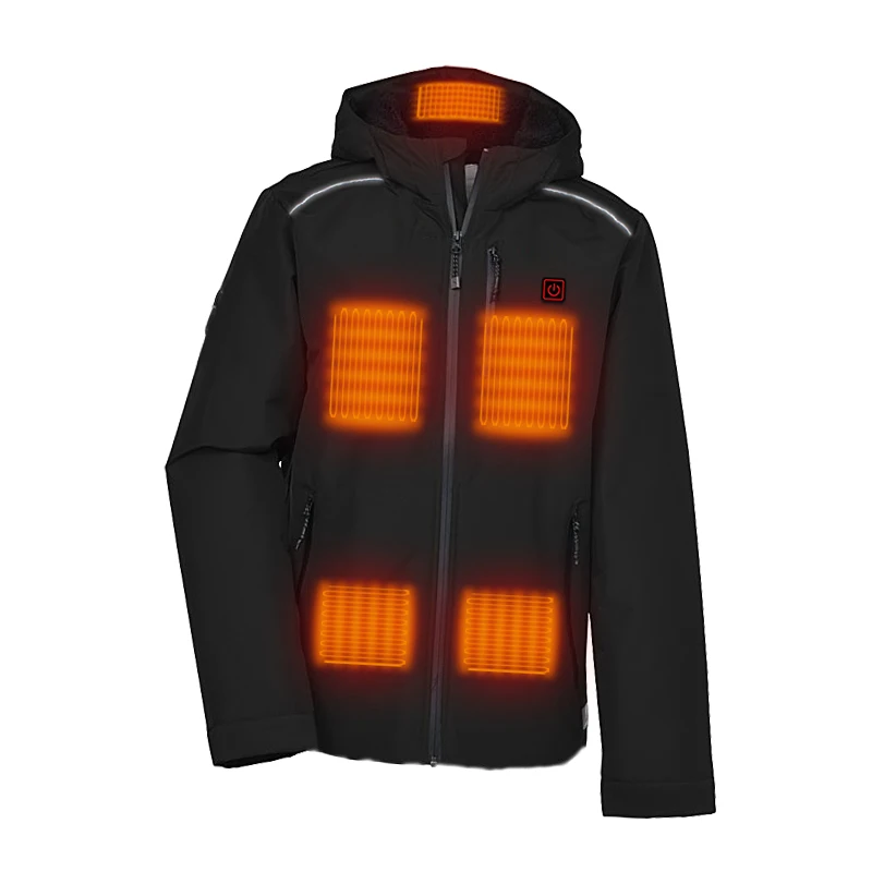 Smart Control Outdoor Electrical Heated Black Jacket USB Charging Cotton Waistcoat 3 Level Temperature Regulation Waterproof