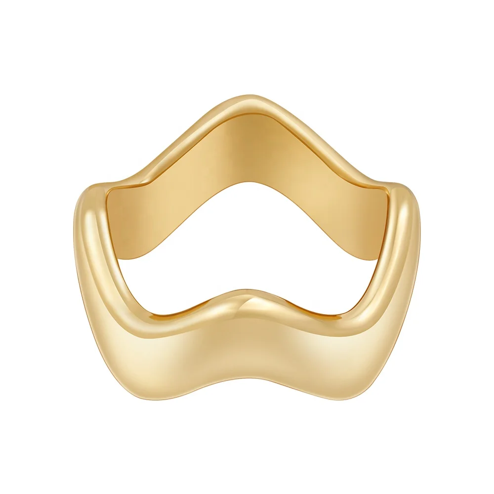 Latest 18K Gold Plated Brass Jewelry Geometric Wave Ring Stacking Matching Accessories For Women Party Ring R234211