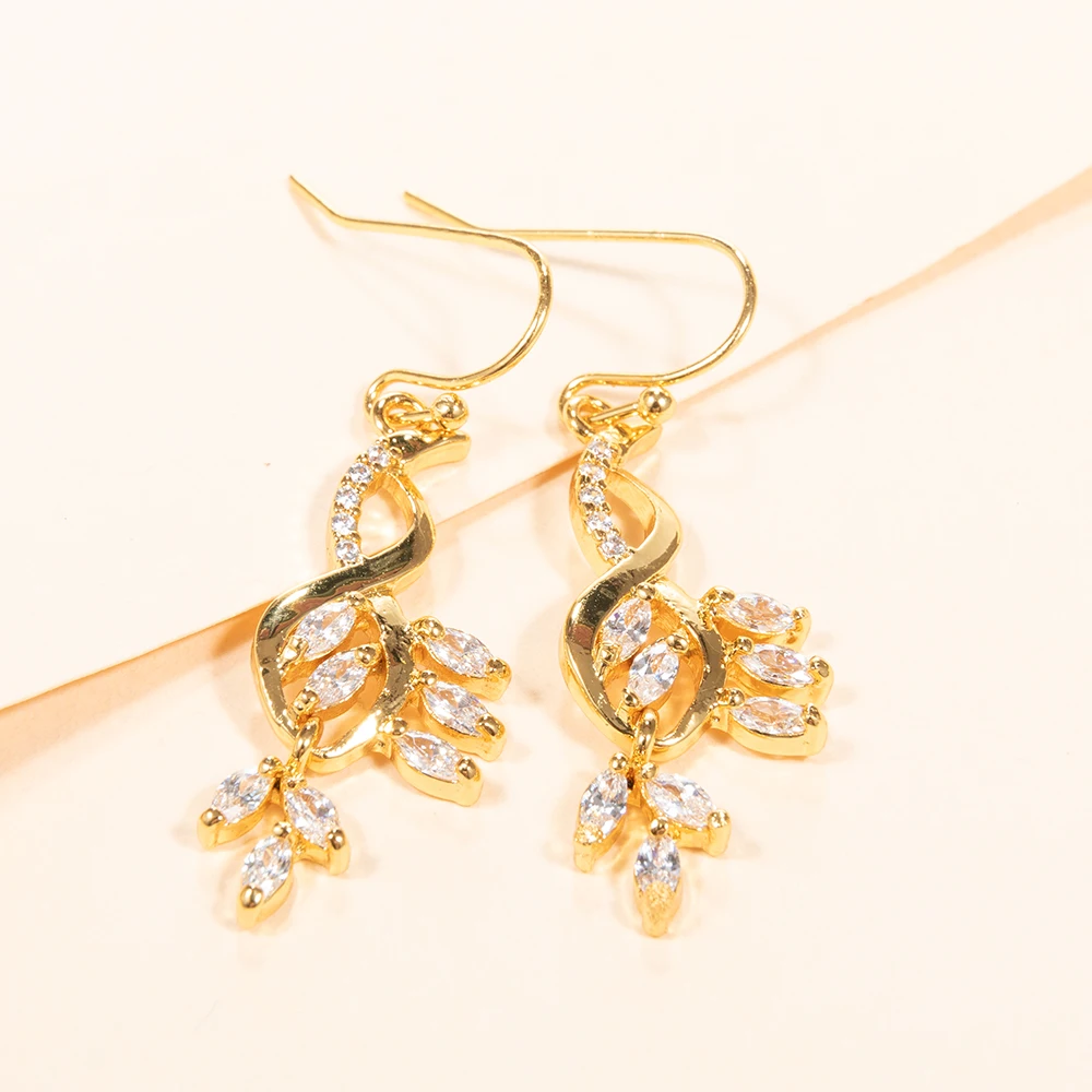 Delicate wholesale bijoux boutique pearl rhinestone real 18k gold earring hooks for women jewelry