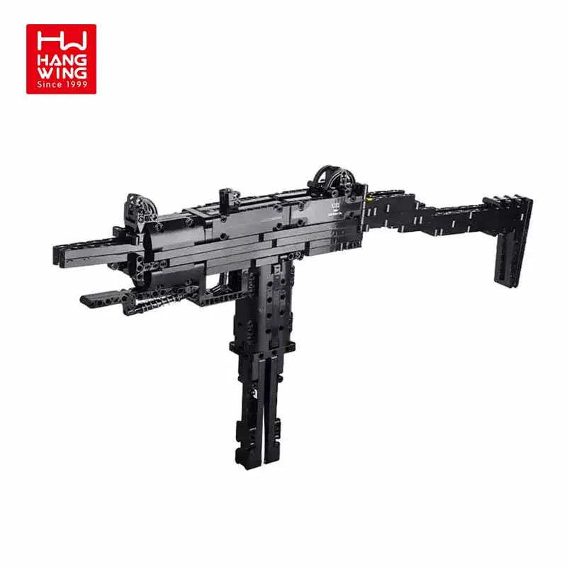 HW TOYS 796 PCS Military Assemble Insert Plastic Firearms Bricks Sets Model UZI Submachine Building Block Gun For Kids