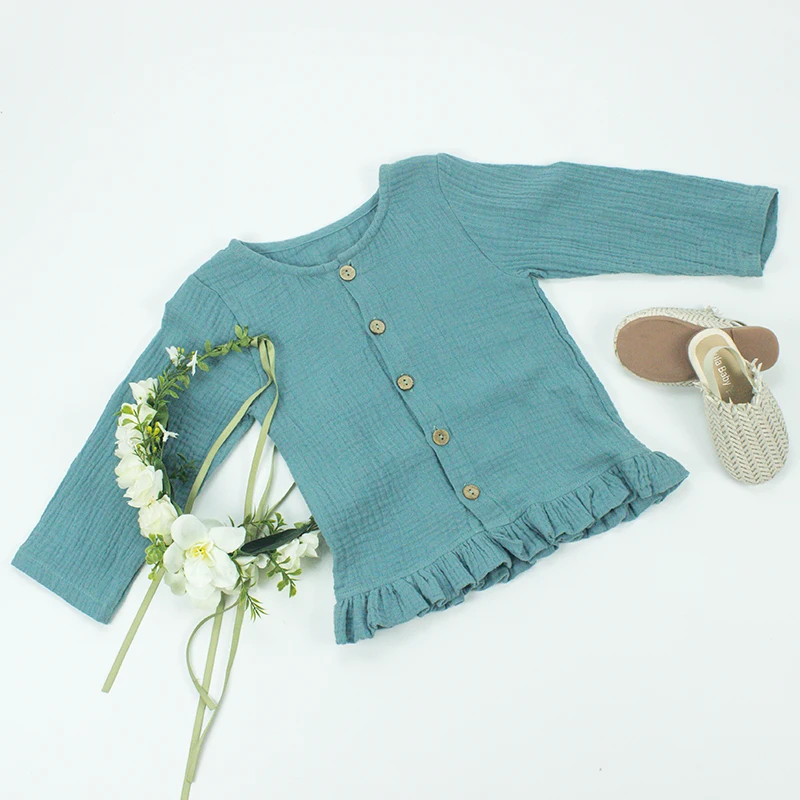 
Winter Warm Wholesale Muslin Cotton Long Sleeve Unisex Baby T-shirt 