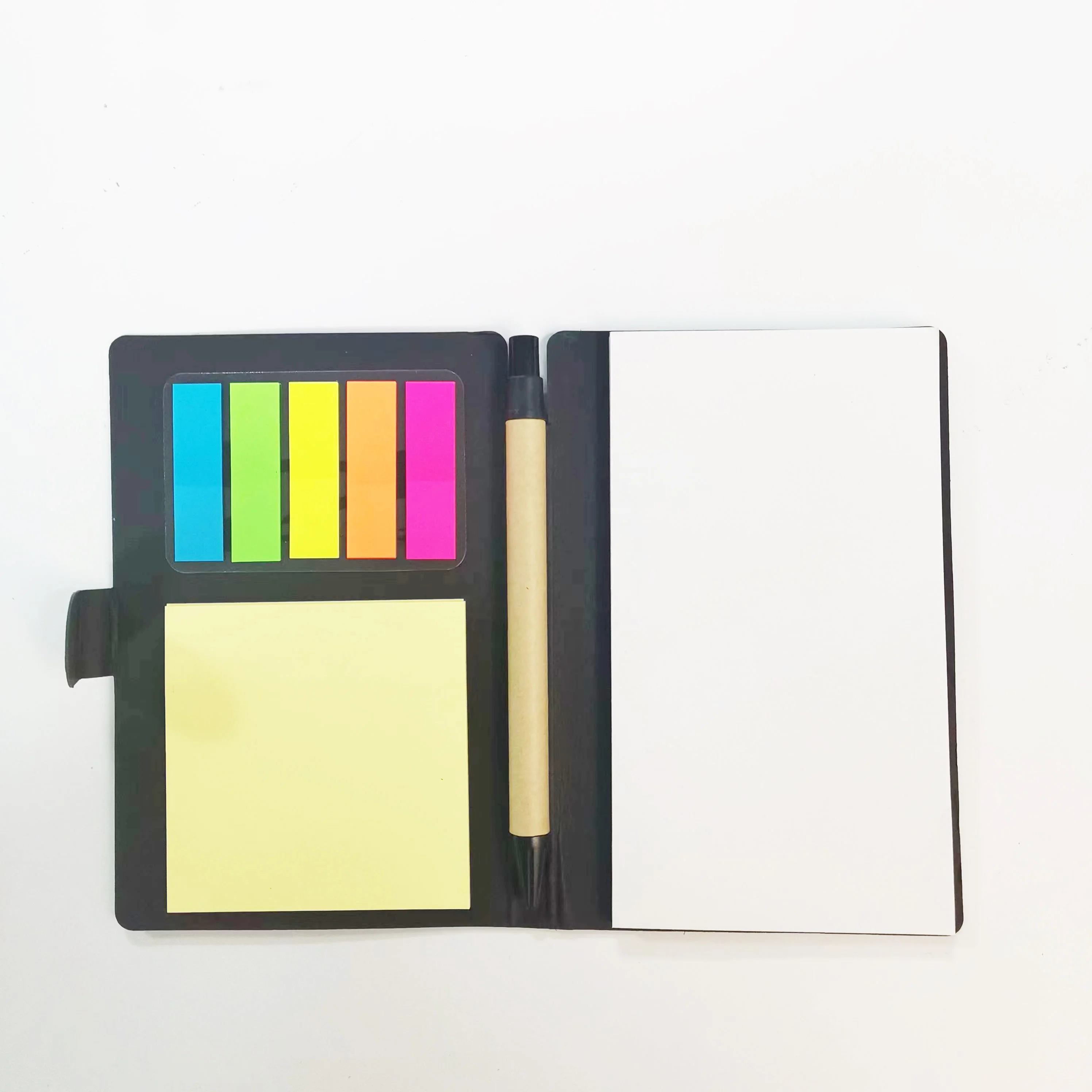 Wholesale Black Sticky Notepad Portable Handbook Glue Binding Notepad with Pen