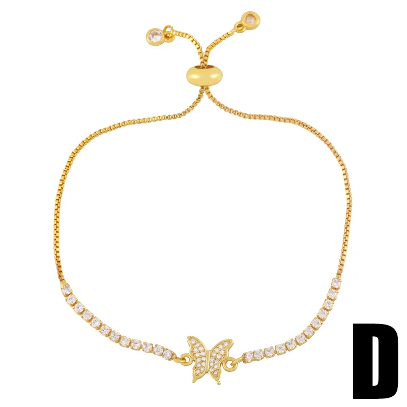 Butterfly Fashion Jewelry Gold Plated Zircon Tennis Ball Accessories Women Evil Bracelet