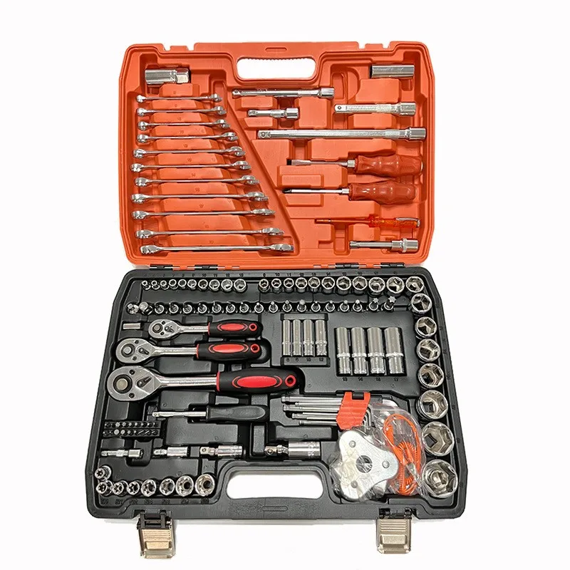 Set of 121pcs home mechanic ratchet wrench socket combination tool set manual repair tool kits for cars, motorcycles and bicycle