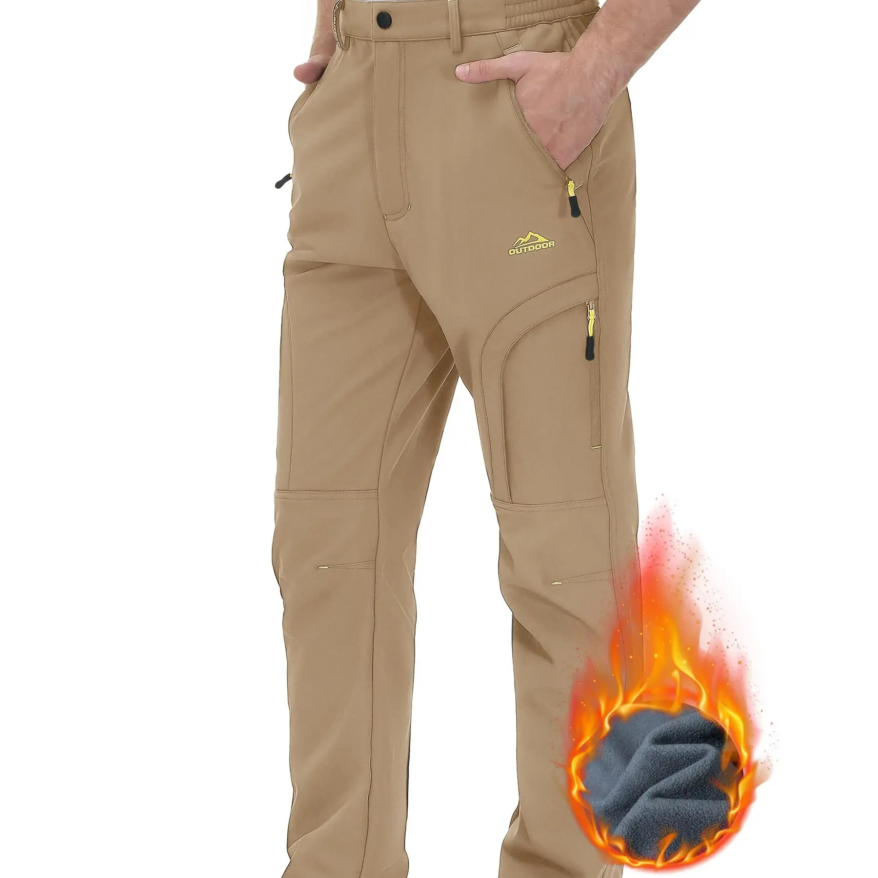 Зимние утепленные флисовые брюки на заказ водонепроницаемые тактические ветрозащитные с несколькими карманами для пеших прогулок уличные теплые мужские