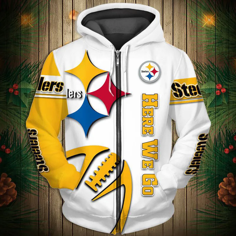 Pittsburgh Steelers Europe and America Fall Zipper Hoodie Fashion Players Casual Sports Wear Trend Zipper Coat Top