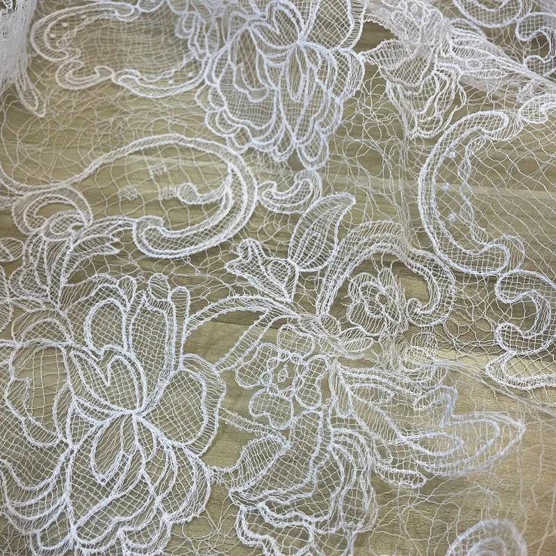 Exquisite wedding dress lace fabric white nylon polyester sewing accessories