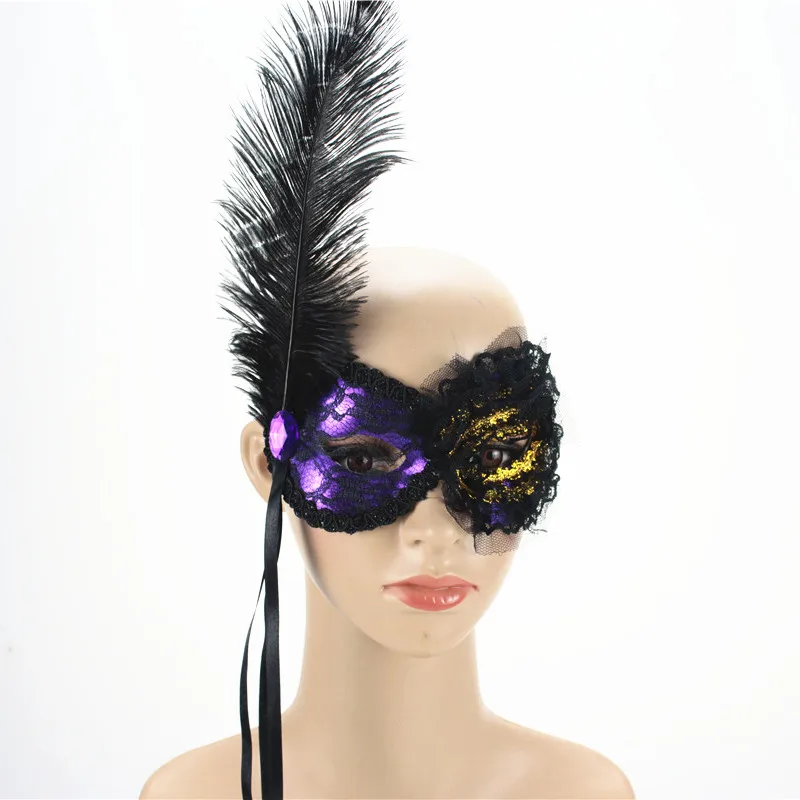 
OEM Lace Double Color Feather Venetian Half Face Sexy Mask 