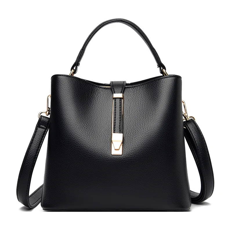 Kazze Ladies Fashion Bucket Bag Solid Color Leisure Shopping Single Shoulder Crossbody Handbag For Women
