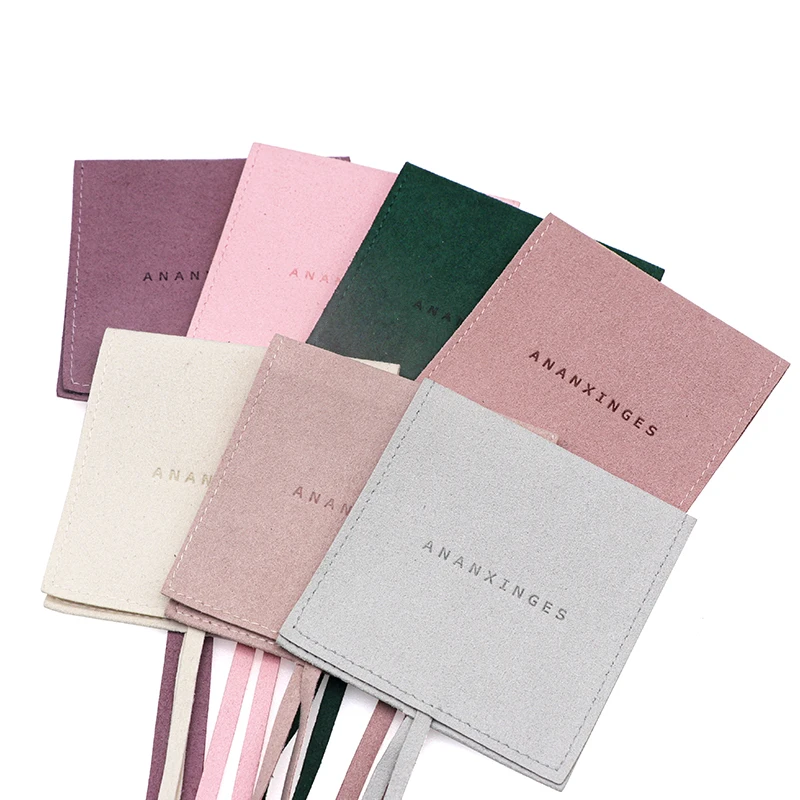 Custom Logo Printing Mcicrofiber Envelope Pouch For Necklace Earring High End Dust Microfiber Jewelry Pouch with bow string