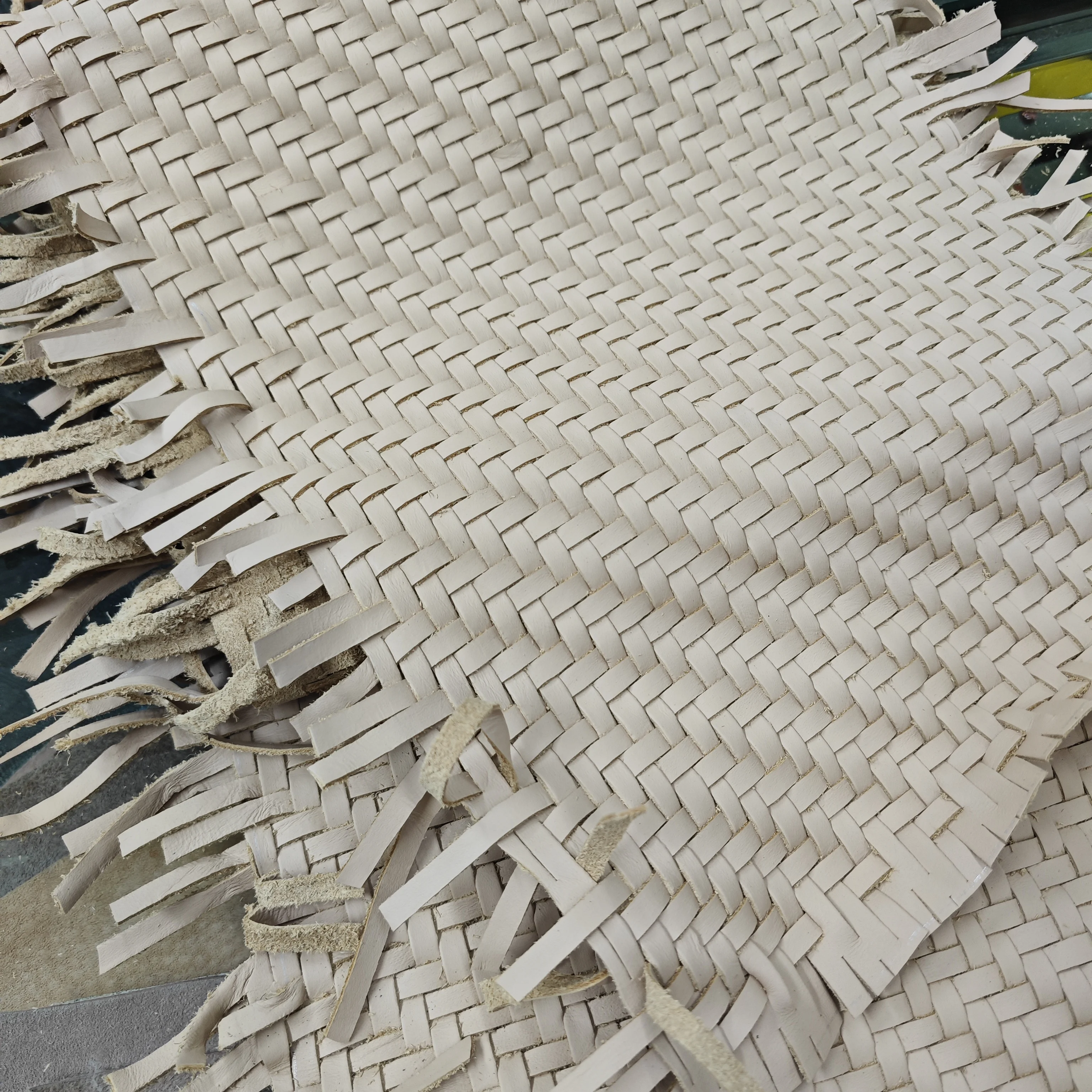 Garment braided cow leather fabric handmade woven first layer genuine cowhide