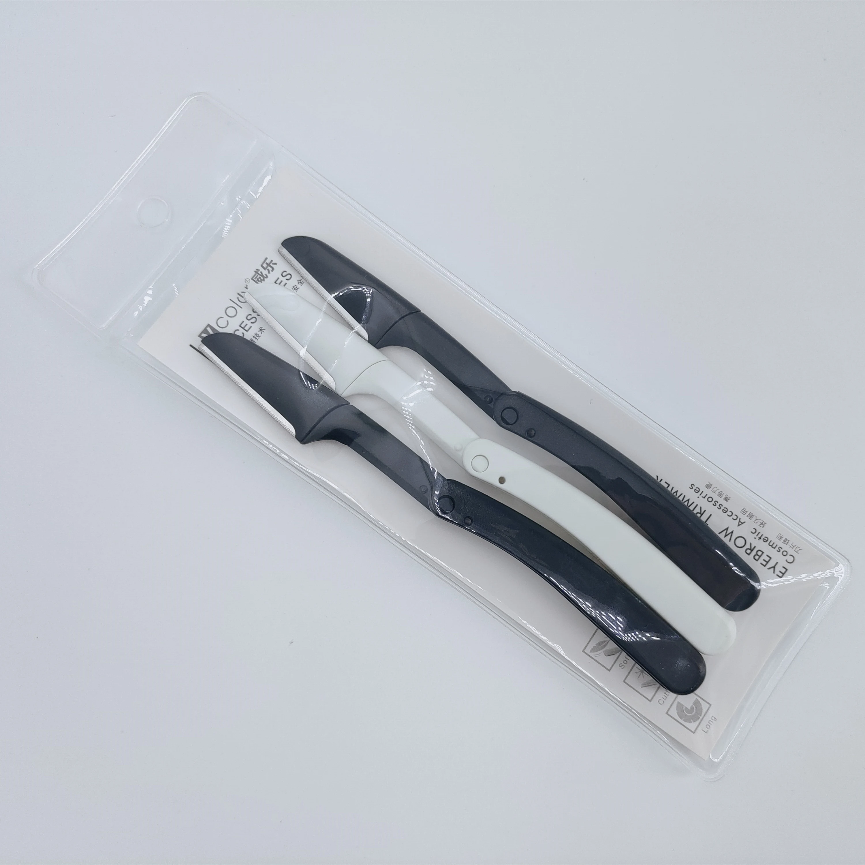 High quality black eyebrow trimmer with stainless steel blade Plastic handle manual Eyebrow knife