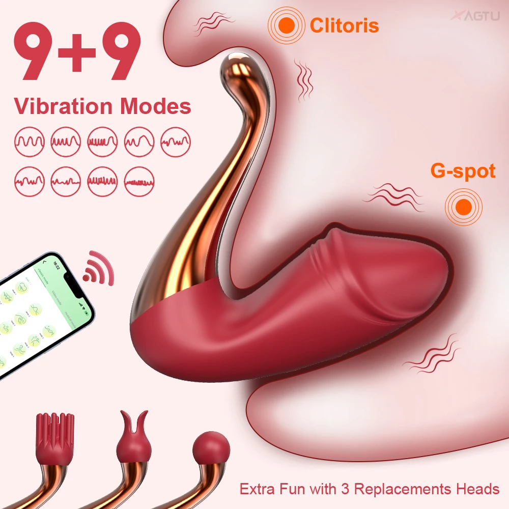 Swan Vibrator APP Control dual Stimulation 10 Vibration Modes Rechargeable Long Distance Control Vibrator for Women
