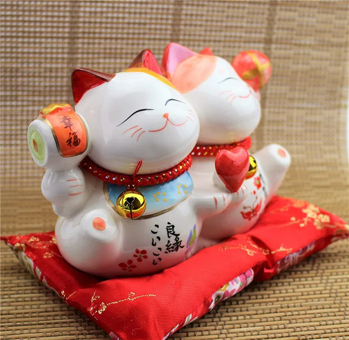 Фэн-шуй керамический Манеки Neko счастливая кошка монета банка для богатства домашний декор деловая часть подарок