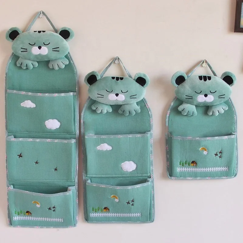 Custom  Cotton  Foldable  Hanging Storage Bag Organizers  Lovely Animal  Wall  Door Hanging  Bag for Children