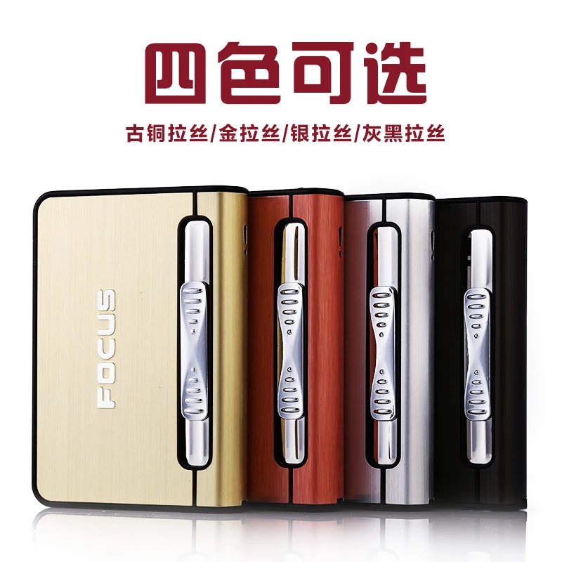  10 pieces of automatic cartridge cigarette aluminum alloy lighter integrated Customized Designs Waterproof Cigarette
