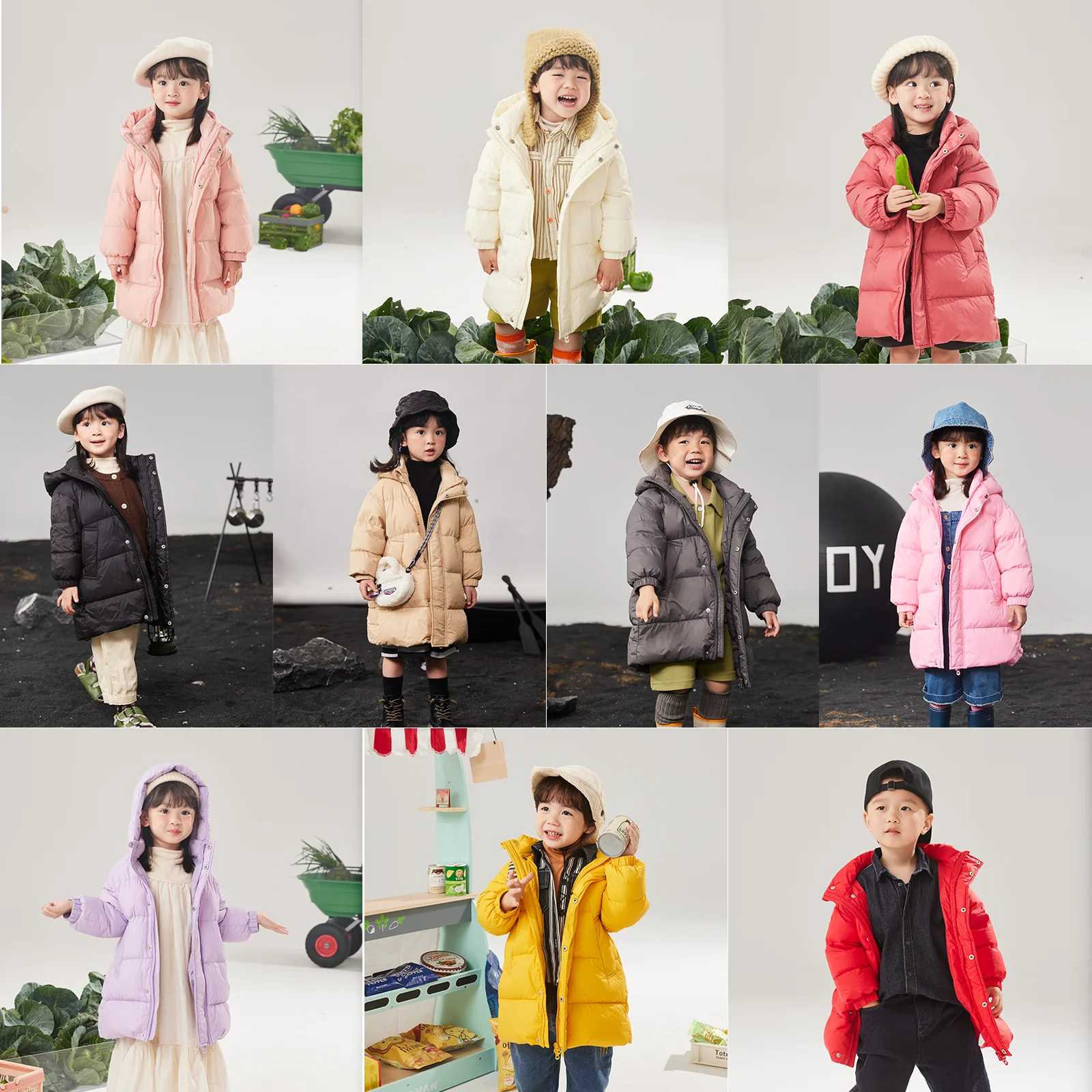 ODM/OEM children down jacket length winter coat kids custom logo size color factory selling