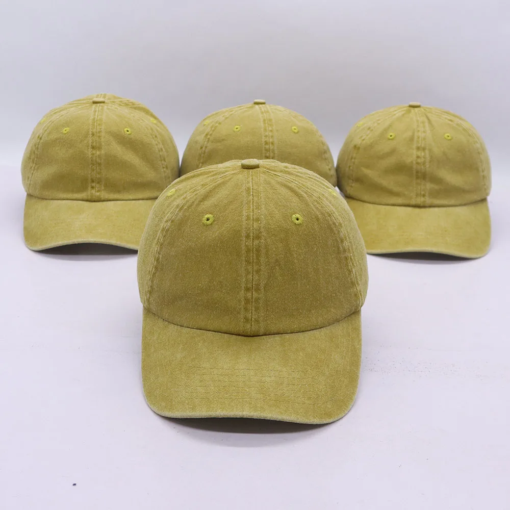 Solid Color Distressed Washed Sports Baseball Caps Wholesale Custom Logo Vintage Cotton Unstructured Dad Hats