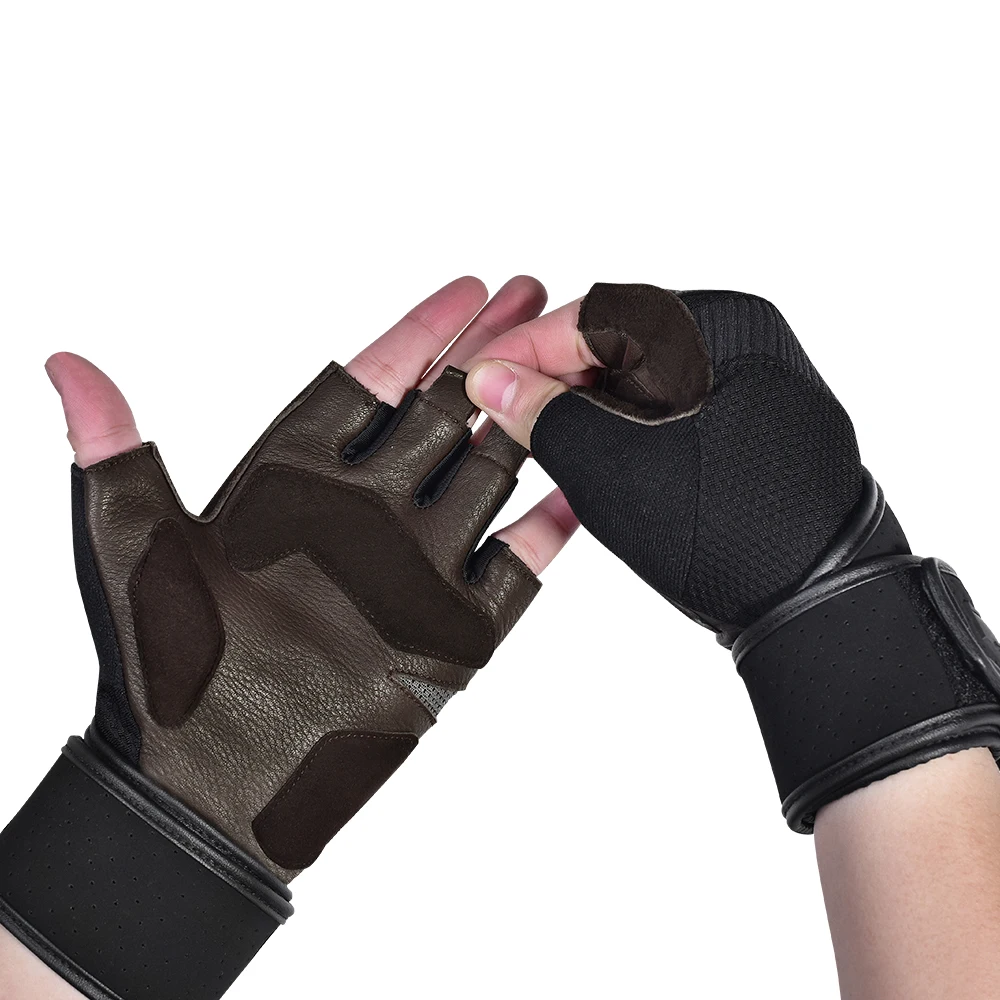 boodun deerskin real leather gym gloves with fitness sport weight lifting gloves