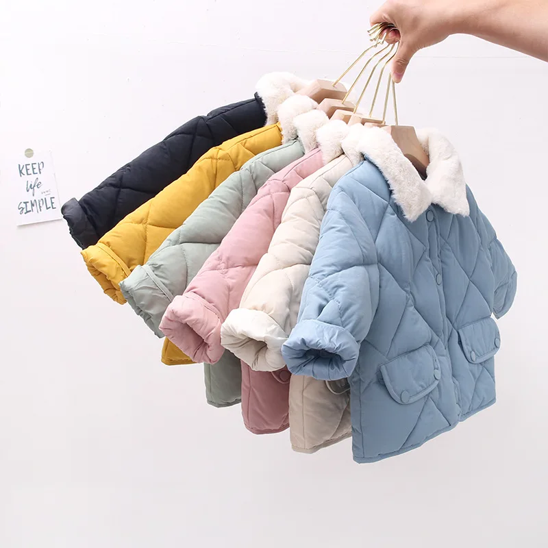 
Springway 2021 Winter New product children jacket keep warm girls cotton padded solid color casual cute coats for kids 