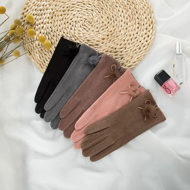 Лидер продаж с фабрики милые зимние перчатки удобные дешевые теплые замшевые Alibaba