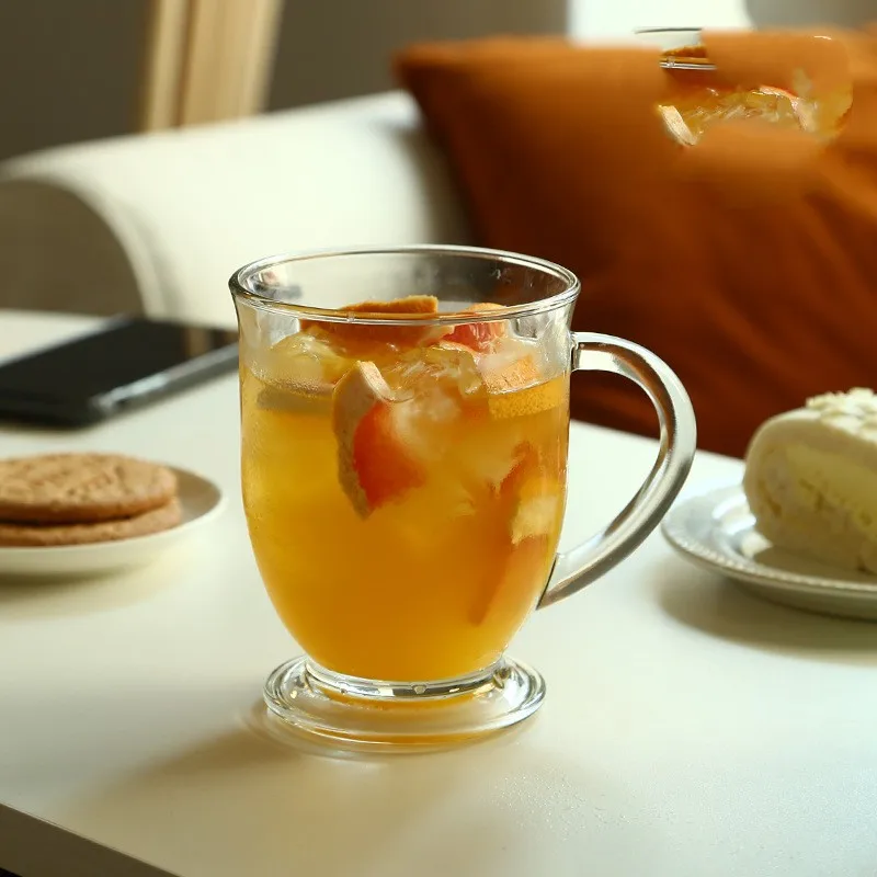 Glass Milk Cup with Handle High Sense Transparent Water Cup Large Capacity Glass Cold Drink Cups Soda Bubble Coffee Mug