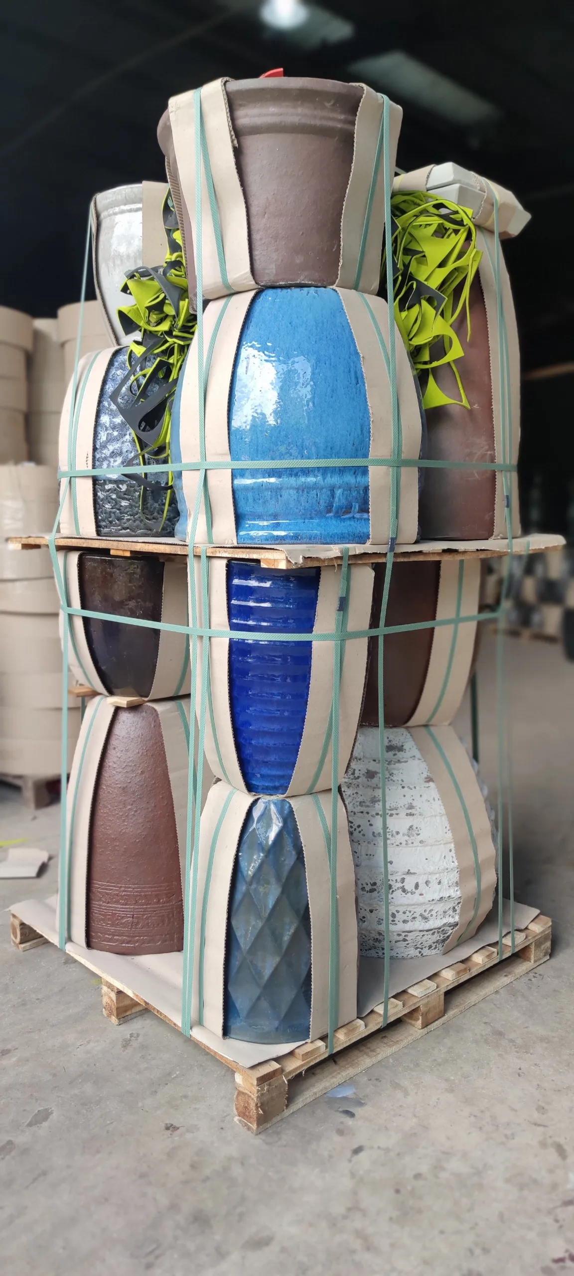 Atlantis pots - Glazed planters - Large blue glazed pottery- Outdoor garden ceramic pot - Vietnam pottery Supplier