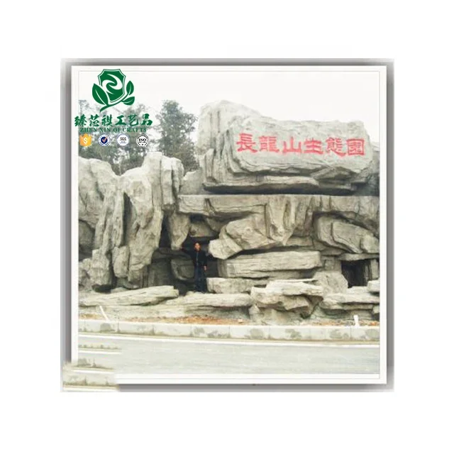 Zhen xin qi crafts  Landscaping Decoration for Garden artificial fiberglass garden rock water fountain