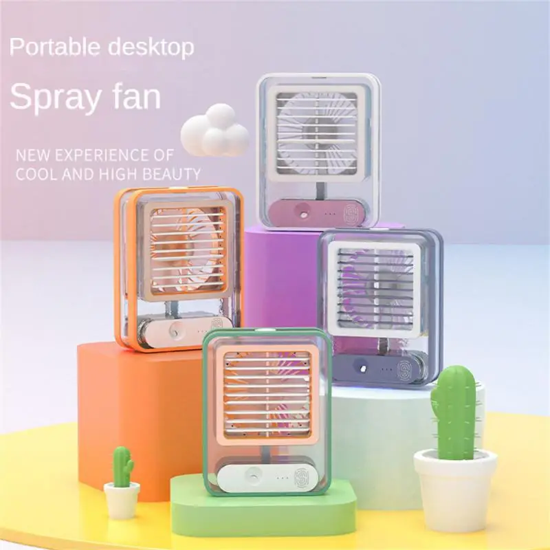 Air Water Cooler Desktop Three-speed Desktop Fan Air Cooler Fan Transparent Lighting Spray Moisturizing Air Water Cooler Fan