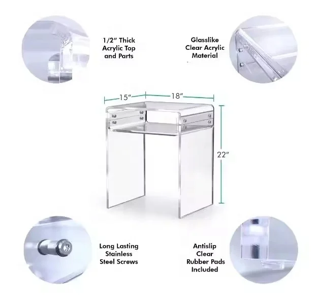 Manufacturer factory supplier OEM customized Acrylic Side Table Acrylic Waterfall Nightstand