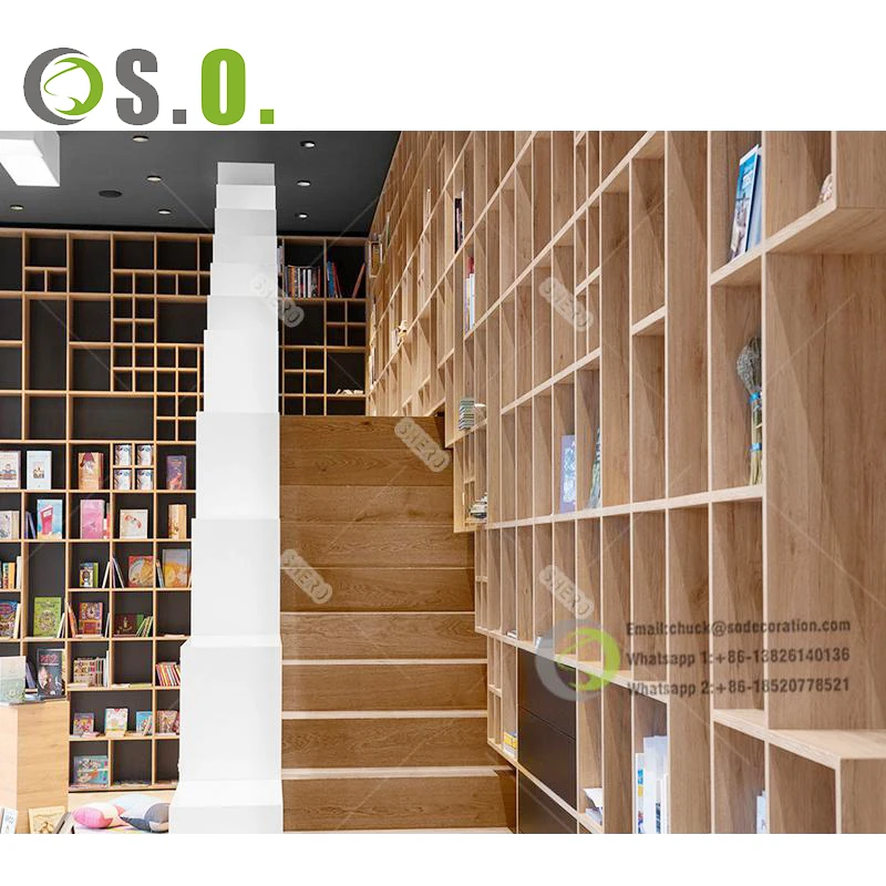 Library Shelving Wall Mounted Stationery Display Shelf Customized Book Store Furniture Stationery Store Design