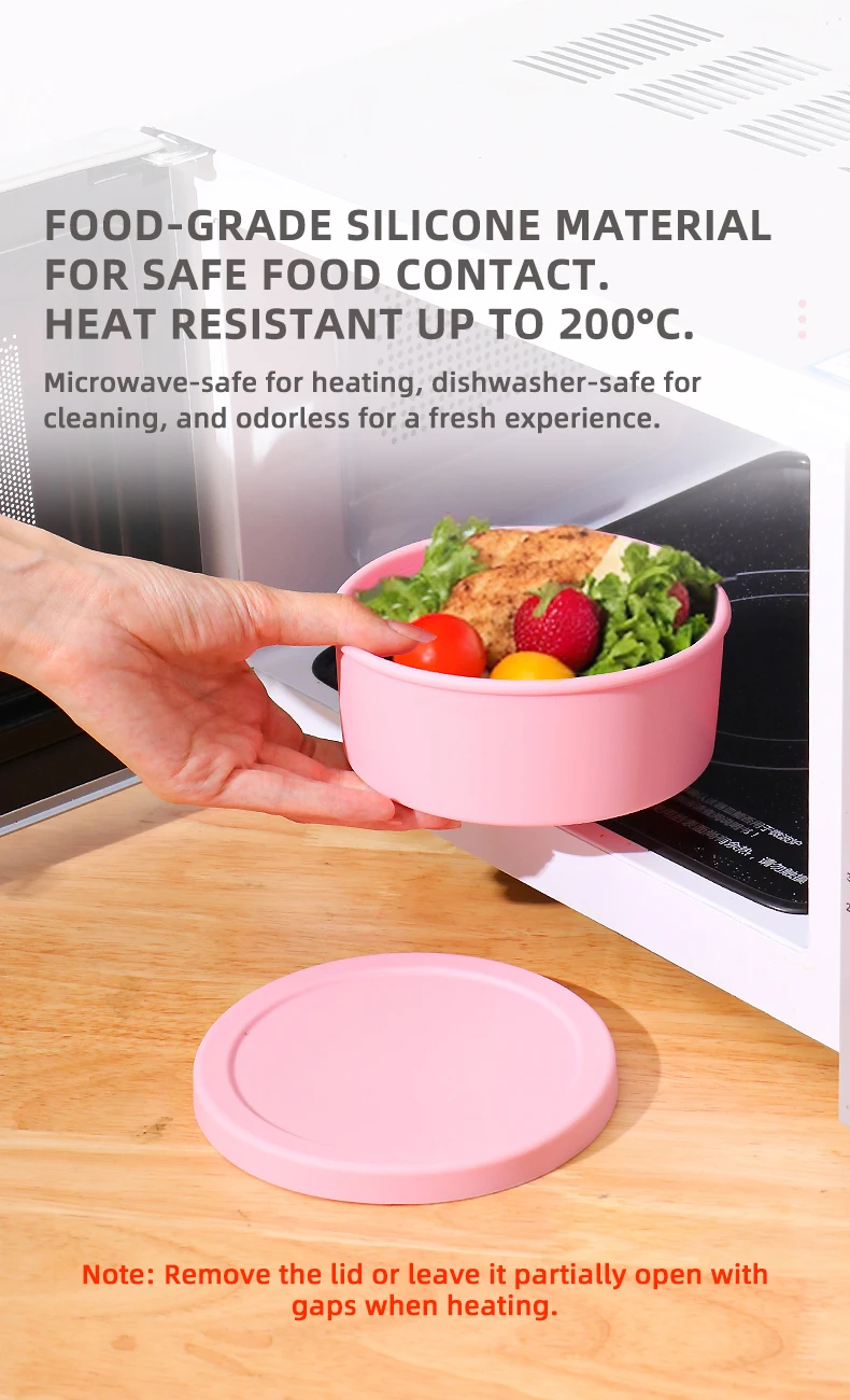 New Design 100% Silicone Rectangle Food Storage & Containers OPP Bag Food Grade Compartment Bento Lunch Boxes for Kids