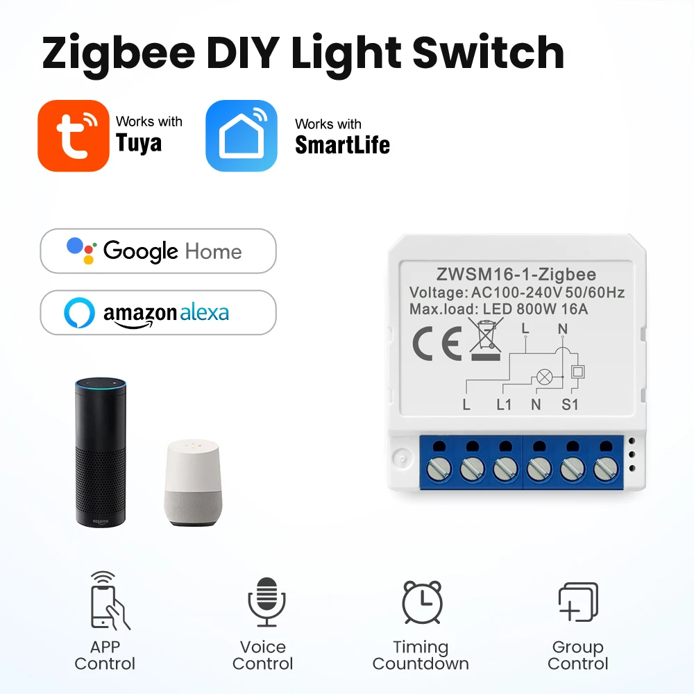 Мини-переключатель Zigbee Avatto 4 клавиши релейные модули автоматизации модуль переключения 3 0 умный дом 10