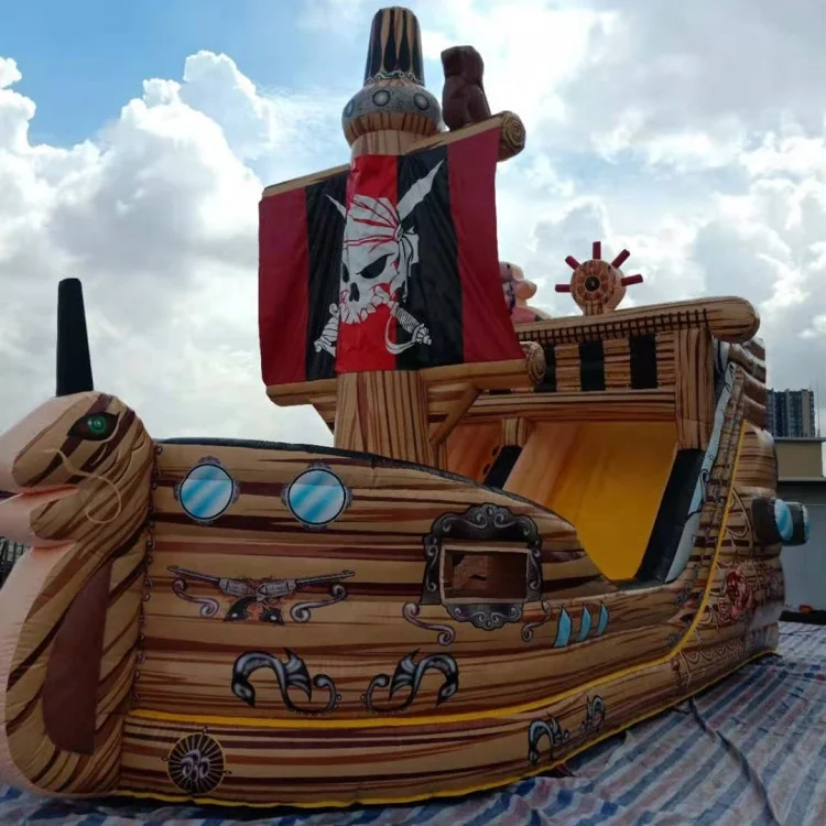 commercial inflatable bouncy pirate ship jumping castle house with slide for sale