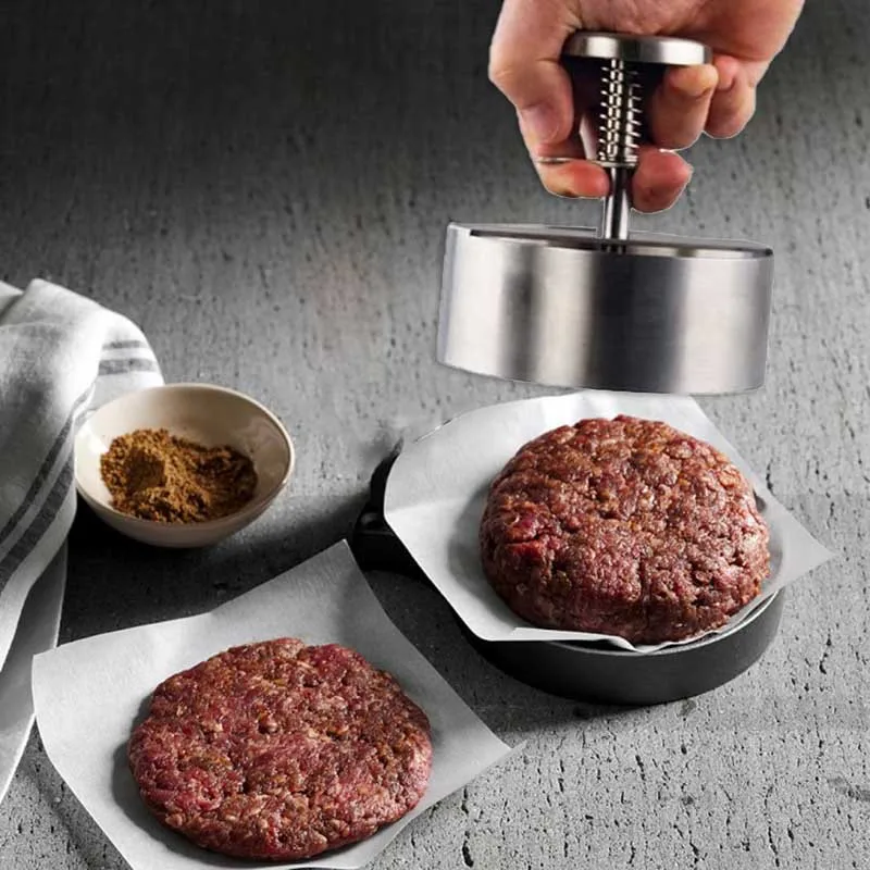 Round Burger Press Stainless Steel Adjustable Hamburger Meat Maker Non Stick Patty Making Molds for Making Meat Patties Mold