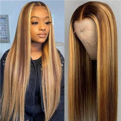 100% Virgin Brazilian Human Hair Frontal Wig 10A Grade Highlight Wigs Ombre Piano Color Human Hair Hd Lace Front Wigs
