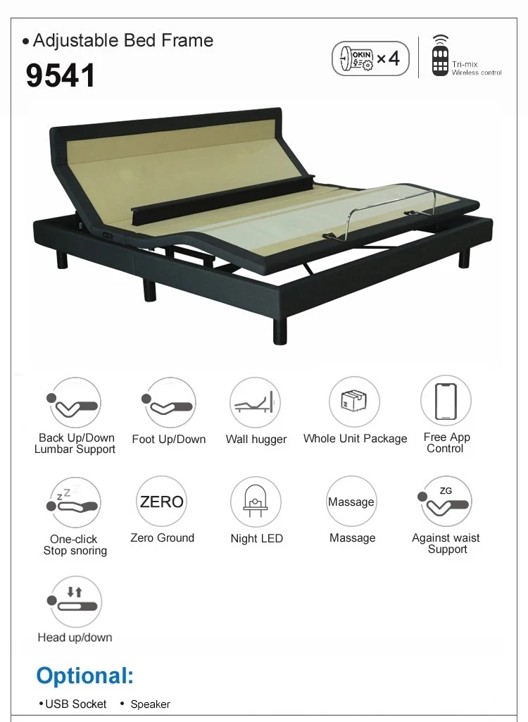 
9541 ergo exrend adjustable european style furniture big bed metal bed frame with no minimum order 