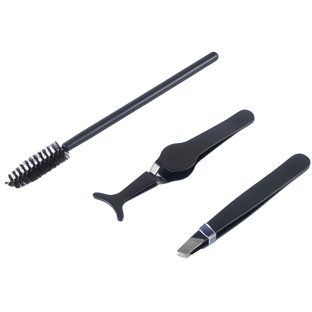 Stainless Steel Grafting Eyelash Tweezers New False Eyelash Tweezers Eyebrow Clip Eyebrow Brush Beauty Eyelash Set