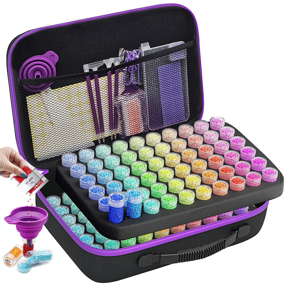 Histone 60/120/240 Grids Diamond Painting Bead Storage Boxes Large Capacity Set With Accessories Mosaic Container Bag Tool Kit