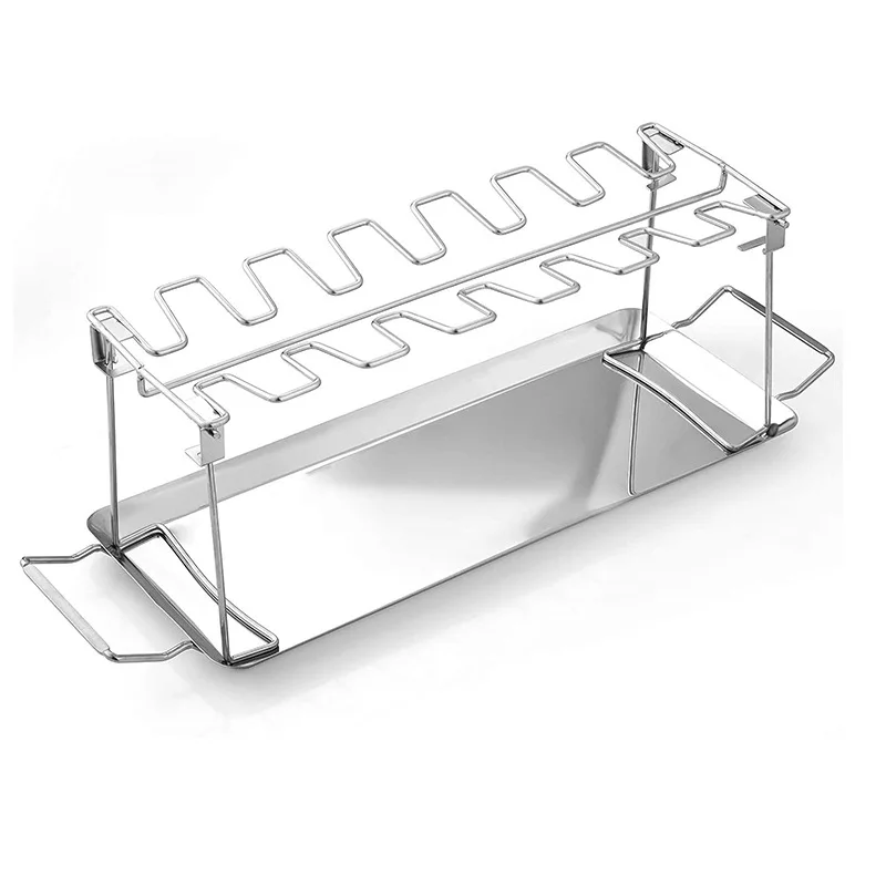 Stainless Steel Chicken Leg Rack For Grill With Drip Pan Triceratops Bbq Chicken Leg And Wing Drumsticks Rack