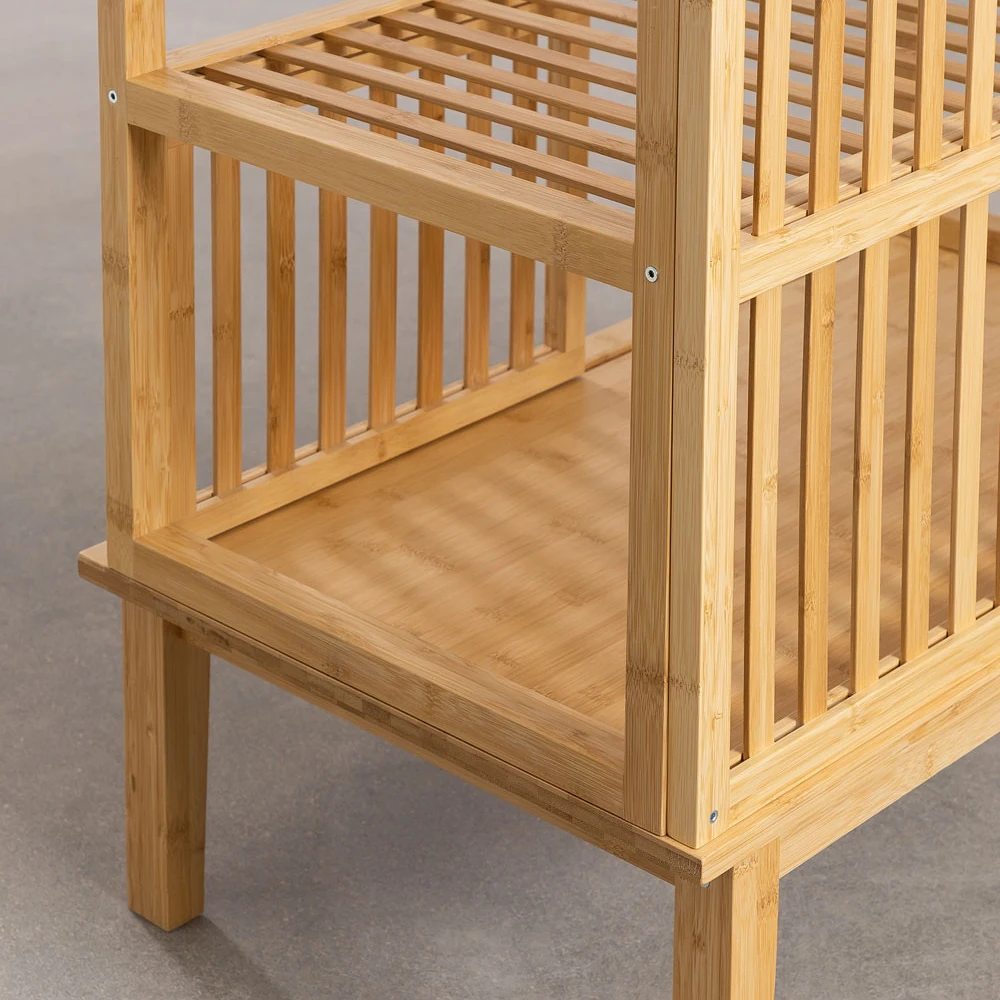 OEM ODM Movable Portable Bamboo Clothes Rack with Storage Shelf Outdoor Portable Clothes Drying Rack Flexible