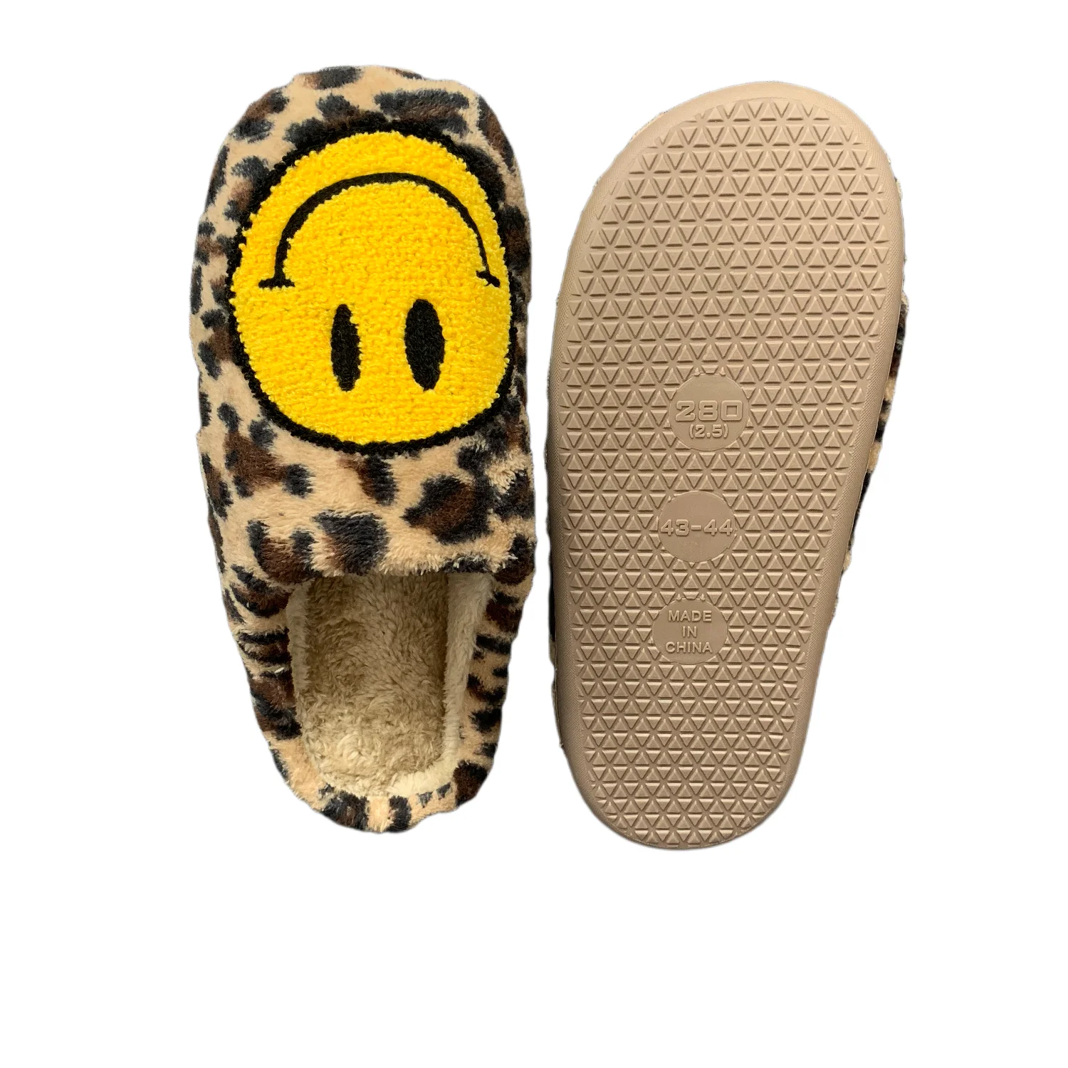 CIXI AIDA NEW COLOR  LEOPARD smiley face lightning ladies winter indoor fuzzy happy slides warm furry home slippers for women