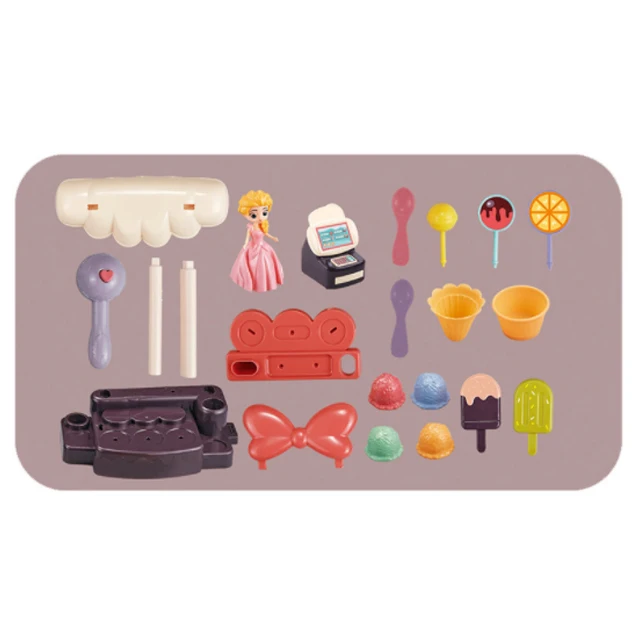 22PCS DIY Ice cream shop pretend play fashion Princess cash register sound&light supermarket toy set for girls